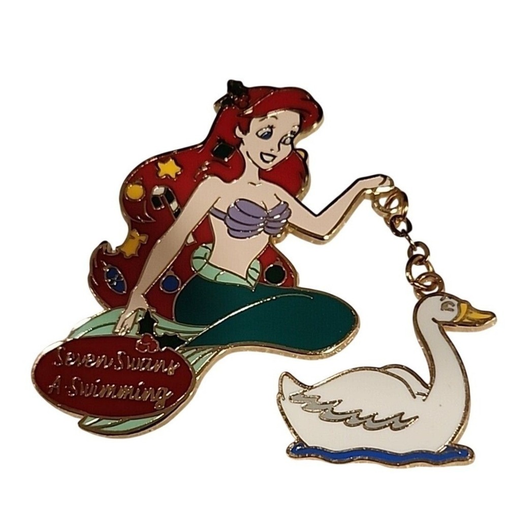 Disney Pin LITTLE MERMAID PRINCESS ARIEL 12 Christmas Swans Swim LE 300 74400